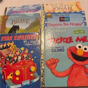 Little Golden Books Lot Of Six: Jonah, Elmo, The Nutcracker,Brave, Fire Engines